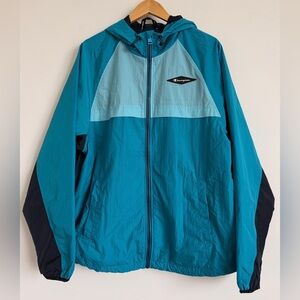 Champion Teal Colorblock Windbreaker Jacket L Hooded Full Zip